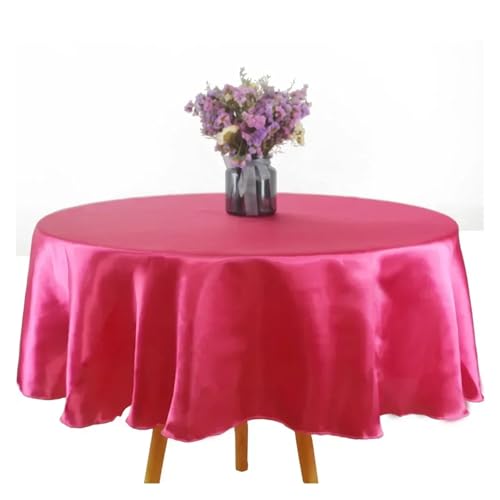 PPQIRU Runde Tischdecke Runde Satin-Tischdecke, Hochzeits-Party-Overlays, Dekoration, Geburtstagsparty, Restaurant, Zuhause, Tischdecke(Rose red,275CM) von PPQIRU