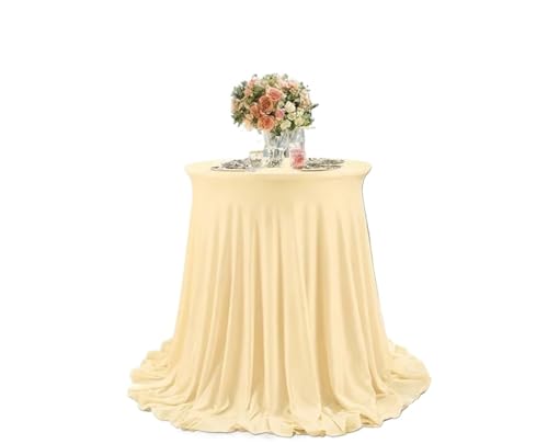 PPQIRU Runde Tischdecke Runde Tischdecke, Tischrock, Cocktail-Tischdecke for Hotelparty, Hochzeit, Tischdecken-Dekoration(Champagne,60x110CM) von PPQIRU