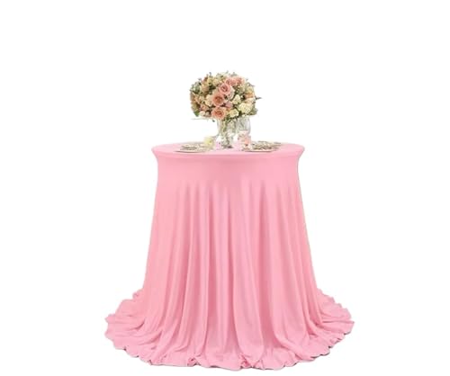 PPQIRU Runde Tischdecke Runde Tischdecke, Tischrock, Cocktail-Tischdecke for Hotelparty, Hochzeit, Tischdecken-Dekoration(Pink,80x110CM) von PPQIRU