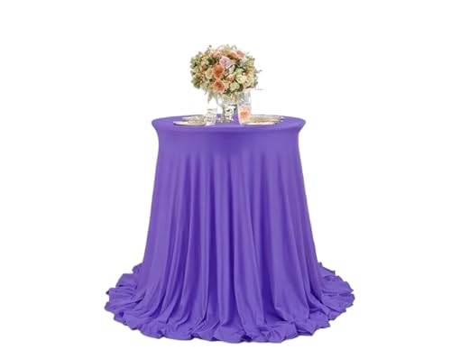PPQIRU Runde Tischdecke Runde Tischdecke, Tischrock, Cocktail-Tischdecke for Hotelparty, Hochzeit, Tischdecken-Dekoration(Purple,60x110CM) von PPQIRU