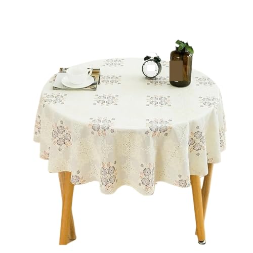 PPQIRU Runde Tischdecke Runde Tischdecke, wasserfest, ölbeständig, Kunststoff, Tischdecke mit Blumenmuster, for Zuhause, Küche, Esszimmer, Tischdekoration, Zubehör(Color A,70cm) von PPQIRU