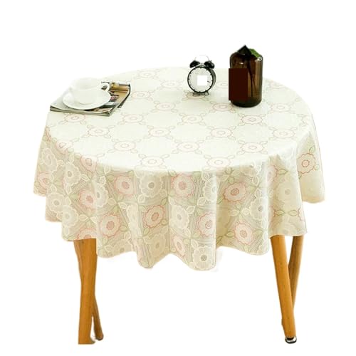 PPQIRU Runde Tischdecke Runde Tischdecke, wasserfest, ölbeständig, Kunststoff, Tischdecke mit Blumenmuster, for Zuhause, Küche, Esszimmer, Tischdekoration, Zubehör(Color B,80cm) von PPQIRU