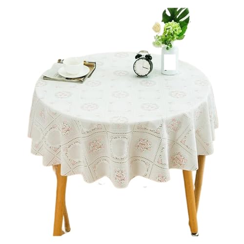 PPQIRU Runde Tischdecke Runde Tischdecke, wasserfest, ölbeständig, Kunststoff, Tischdecke mit Blumenmuster, for Zuhause, Küche, Esszimmer, Tischdekoration, Zubehör(Color D,80cm) von PPQIRU