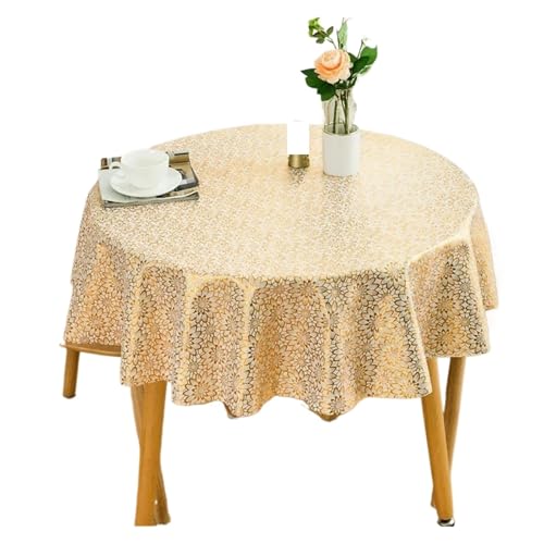 PPQIRU Runde Tischdecke Runde Tischdecke, wasserfest, ölbeständig, Kunststoff, Tischdecke mit Blumenmuster, for Zuhause, Küche, Esszimmer, Tischdekoration, Zubehör(Color F,90cm) von PPQIRU