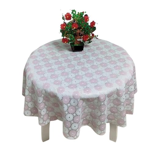 PPQIRU Runde Tischdecke Runde Tischdecke, wasserfest, ölbeständig, Kunststoff, Tischdecke mit Blumenmuster, for Zuhause, Küche, Esszimmer, Tischdekoration, Zubehör(Color I,70cm) von PPQIRU