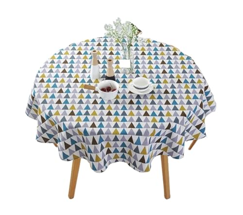PPQIRU Runde Tischdecke Runde Tischdecke Baumwolle Leinen Waschbar Hotel Bankett Tischdecke for Hochzeit Party Tisch Abdeckung Hause Dezember(Blue,120CM) von PPQIRU