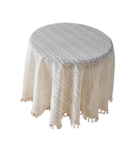 PPQIRU Runde Tischdecke Runde Tischdecke Spitze Pastoral Hohl Kaffee Esstisch Tuch Schießen Hintergrund Matte(Diameter 120cm) von PPQIRU