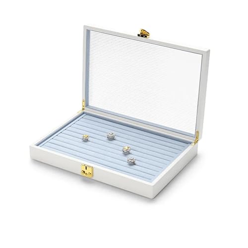 PPQIRU Schmuck-Aufbewahrungsbox, Organizer, PU-Leder, Schmuckschatulle, Ring- und Halsketten-Organizer, Aufbewahrungsbox(Blue 4) von PPQIRU