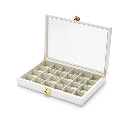 PPQIRU Schmuck-Aufbewahrungsbox, Organizer, PU-Leder, Schmuckschatulle, Ring- und Halsketten-Organizer, Aufbewahrungsbox(White 3) von PPQIRU