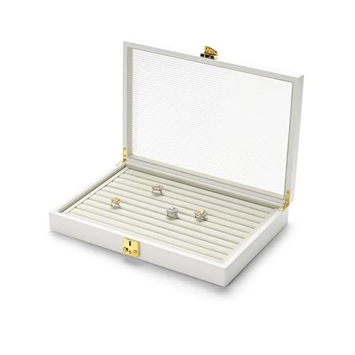 PPQIRU Schmuck-Aufbewahrungsbox, Organizer, PU-Leder, Schmuckschatulle, Ring- und Halsketten-Organizer, Aufbewahrungsbox(White 4) von PPQIRU