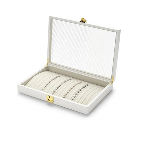PPQIRU Schmuck-Aufbewahrungsbox, Organizer, PU-Leder, Schmuckschatulle, Ring- und Halsketten-Organizer, Aufbewahrungsbox(White 5) von PPQIRU