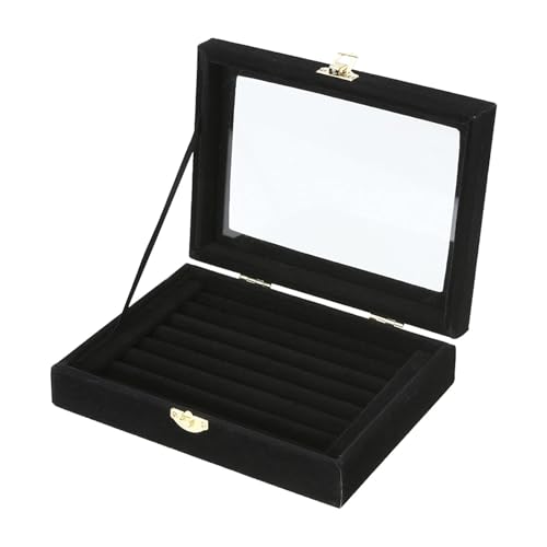 PPQIRU Schmuckschatulle, Schmuckringe, Bolzen-Organizer, Tablett, tragbare Ohrringe, Halskette, Schmuck-Display-Halter(Black) von PPQIRU
