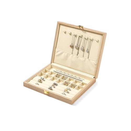 PPQIRU Schmuckschatulle aus Holz, Schmuck-Organizer, Aufbewahrungsbox for Ringe, Ohrringe, Halskette, lange Kette, stapelbar, Schmuck-Display-Box(White) von PPQIRU