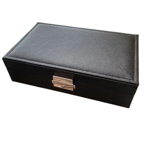 PPQIRU Tragbare Schmuckschatulle, Schmuck-Organizer, Display, Reise-Schmucketui, Boxen, Knopf, Leder, Aufbewahrung, Reißverschluss(Black) von PPQIRU