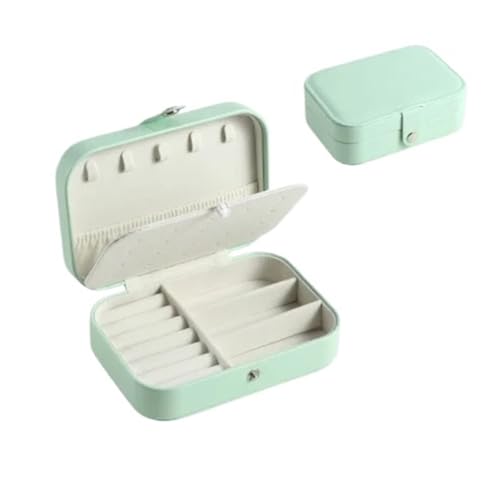 PPQIRU Tragbare Schmuckschatulle, Schmuck-Organizer, Display, Reise-Schmucketui, Boxen, Knopf-Leder-Aufbewahrung(Green) von PPQIRU