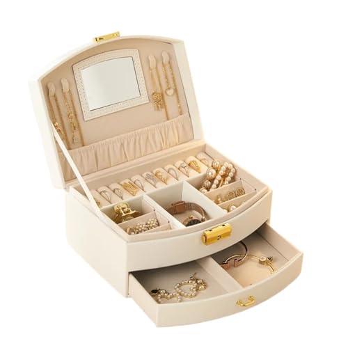 PPQIRU Tragbare Schmuckschatulle, mehrschichtige Schubladen-Aufbewahrungsbox, for Klassifizieren und Aufbewahren von Ringen, Ohrringen Halsketten(White) von PPQIRU