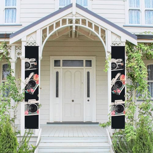 2 Stück Frühling-Sommer-Willkommensbanner zum Aufhängen, Flagge, Veranda-Schild für Haustür, Wand, Veranda, Banner, Blumenkamera, Willkommens-Tür-Banner, Wandhintergrund, Urlaubsdekoration von PPTHSNVB