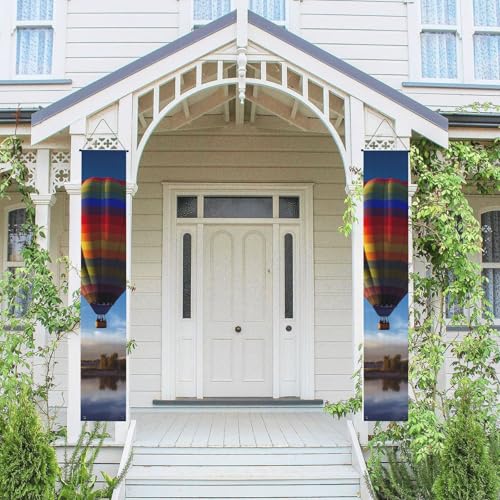 2 Stück Frühling-Sommer-Willkommensbanner zum Aufhängen, Flagge, Veranda-Schild für Haustür, Wand, Veranda, Banner, Heißluftballon, Willkommens-Tür-Banner, Wandhintergrund, Urlaubsdekoration 2 Stück Frühling-Sommer-Willkommensbanner zum Aufhängen, Flagge, Veranda-Schild für Haustür, Wand, Veranda, Banner, Heißluftballon, Willkommens-Tür-Banner, Wandhintergrund, Urlaubsdekoration von PPTHSNVB