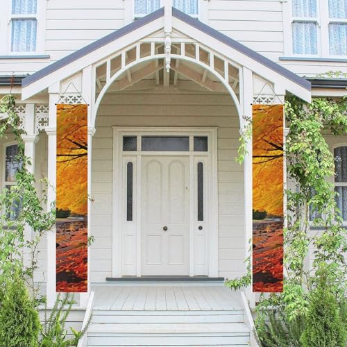 2 Stück Frühling-Sommer-Willkommensbanner zum Aufhängen, Flagge, Veranda-Schild für Haustür, Wand, Veranda, Banner, Herbstfarben, Willkommens-Tür-Banner, Wandhintergrund, Urlaubsdekoration von PPTHSNVB