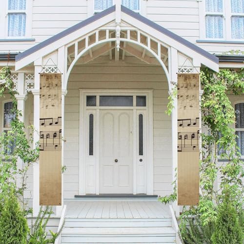 2 Stück Frühling-Sommer-Willkommensbanner zum Aufhängen, Flagge, Veranda-Schild für Haustür, Wand, Veranda, Banner, Musiknoten auf altem Papier, Willkommens-Tür-Banner, Wandhintergrund 2 Stück Frühling-Sommer-Willkommensbanner zum Aufhängen, Flagge, Veranda-Schild für Haustür, Wand, Veranda, Banner, Musiknoten auf altem Papier, Willkommens-Tür-Banner, Wandhintergrund von PPTHSNVB