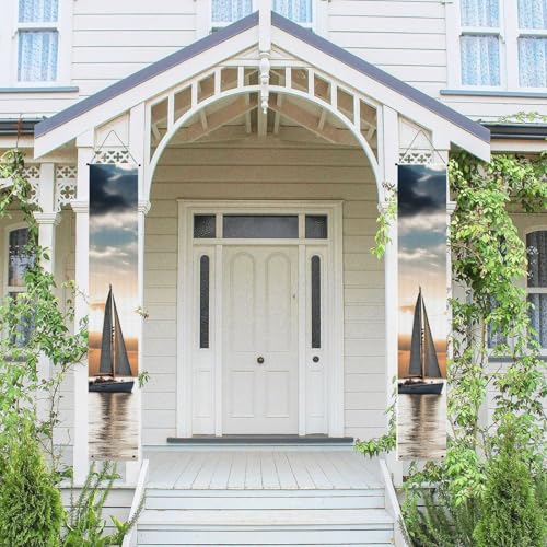 2 Stück Frühling-Sommer-Willkommensbanner zum Aufhängen, Flagge, Veranda-Schild für Haustür, Wand, Veranda, Banner, Segelboot auf dem Meer, Willkommens-Tür-Banner, Wandhintergrund, Urlaubsdekoration 2 Stück Frühling-Sommer-Willkommensbanner zum Aufhängen, Flagge, Veranda-Schild für Haustür, Wand, Veranda, Banner, Segelboot auf dem Meer, Willkommens-Tür-Banner, Wandhintergrund, Urlaubsdekoration von PPTHSNVB