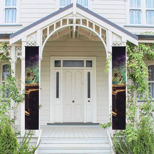 2 Stück Frühling-Sommer-Willkommensbanner zum Aufhängen, Flagge, Veranda-Schild für Haustür, Wand, Veranda, Banner, Traumspieluhr, Willkommens-Tür-Banner, Wandhintergrund, Urlaubsdekoration von PPTHSNVB