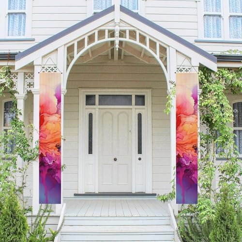 2 Stück Frühling-Sommer-Willkommensbanner zum Aufhängen, Flagge, Veranda-Schild für Haustür, Wand, Veranda, Banner, buntes Aquarellgemälde, Willkommens-Tür-Banner, Wandhintergrund, Urlaubsdekoration 2 Stück Frühling-Sommer-Willkommensbanner zum Aufhängen, Flagge, Veranda-Schild für Haustür, Wand, Veranda, Banner, buntes Aquarellgemälde, Willkommens-Tür-Banner, Wandhintergrund, Urlaubsdekoration von PPTHSNVB
