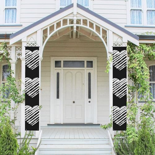 2 Stück Frühling-Sommer-Willkommensbanner zum Aufhängen, Flagge, Veranda-Schild für Haustür, Wand, Veranda, Banner, schwarz-weiß gestreiftes Herz, Willkommens-Tür-Banner, Wandhintergrund 2 Stück Frühling-Sommer-Willkommensbanner zum Aufhängen, Flagge, Veranda-Schild für Haustür, Wand, Veranda, Banner, schwarz-weiß gestreiftes Herz, Willkommens-Tür-Banner, Wandhintergrund von PPTHSNVB