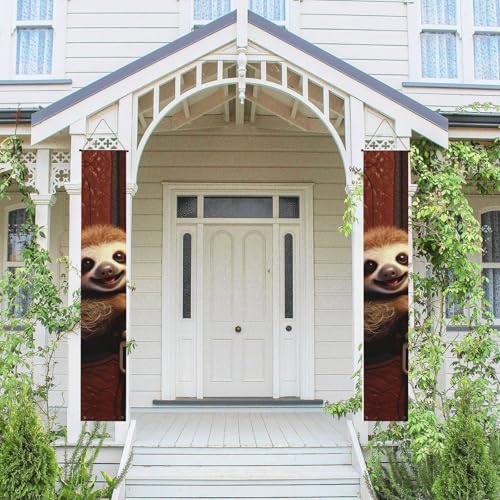 2 Stück Frühling-Sommer-Willkommensbanner zum Aufhängen, Flagge, Veranda-Schild für Haustür, Wand, Veranda, Banner Faultier auf Reißverschluss, Willkommens-Tür-Banner, Wandhintergrund 2 Stück Frühling-Sommer-Willkommensbanner zum Aufhängen, Flagge, Veranda-Schild für Haustür, Wand, Veranda, Banner Faultier auf Reißverschluss, Willkommens-Tür-Banner, Wandhintergrund von PPTHSNVB