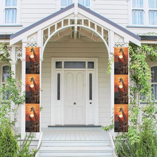 2 Stück Frühling-Sommer-Willkommensbanner zum Aufhängen, Flagge, Veranda-Schild für Haustür, Wand, Veranda, Banner Giraffe bei Sonnenuntergang, Willkommensbanner, Wandhintergrund, Urlaubsdekoration 2 Stück Frühling-Sommer-Willkommensbanner zum Aufhängen, Flagge, Veranda-Schild für Haustür, Wand, Veranda, Banner Giraffe bei Sonnenuntergang, Willkommensbanner, Wandhintergrund, Urlaubsdekoration von PPTHSNVB