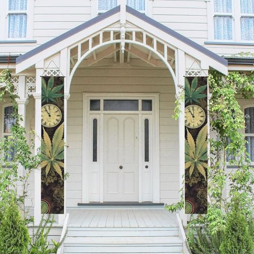 2 Stück Frühlings- und Sommer-Willkommensbanner zum Aufhängen, Flagge, Veranda-Schild für Haustür, Wand, Veranda, Banner, "A Puff in Time" Weed, Willkommensbanner zum Aufhängen, Wandhintergrund von PPTHSNVB
