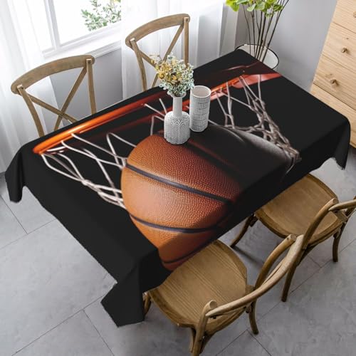 PPTHSNVB Rechteckige Tischdecke, auslaufsicher, knitterfrei, dekorativer Stoff, Bauernhaus-Tischdecken, Basketball, wasserdicht, Esstischabdeckungen für Bankett, 89 x 140 cm von PPTHSNVB