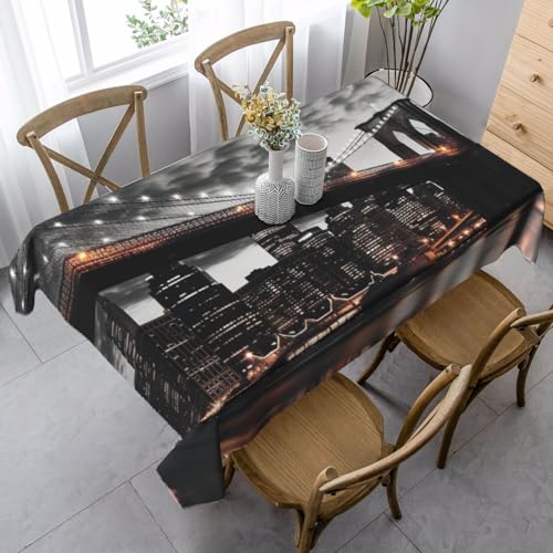 PPTHSNVB Rechteckige Tischdecke, auslaufsicher, knitterfrei, dekorativer Stoff, Bauernhaus-Tischdecken, Brooklyn Bridge, wasserdicht, Esstischabdeckungen für Bankett, 89 x 140 cm PPTHSNVB Rechteckige Tischdecke, auslaufsicher, knitterfrei, dekorativer Stoff, Bauernhaus-Tischdecken, Brooklyn Bridge, wasserdicht, Esstischabdeckungen für Bankett, 89 x 140 cm von PPTHSNVB