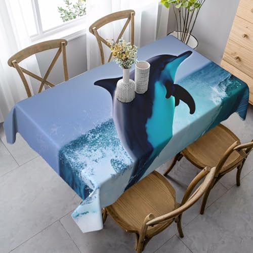 PPTHSNVB Rechteckige Tischdecke, auslaufsicher, knitterfrei, dekorativer Stoff, Bauernhaus-Tischdecken, Delfin, wasserdicht, Esstischabdeckungen für Bankett, 89 x 140 cm PPTHSNVB Rechteckige Tischdecke, auslaufsicher, knitterfrei, dekorativer Stoff, Bauernhaus-Tischdecken, Delfin, wasserdicht, Esstischabdeckungen für Bankett, 89 x 140 cm von PPTHSNVB