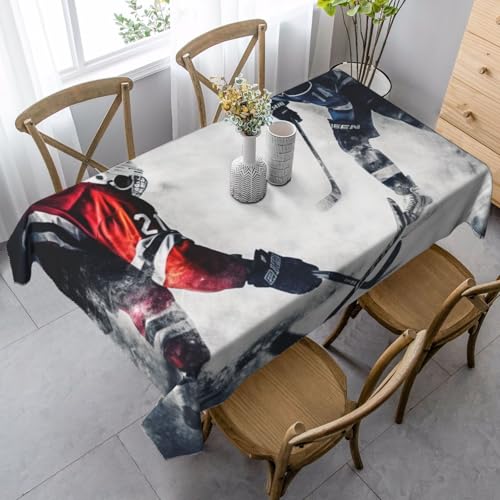 PPTHSNVB Rechteckige Tischdecke, auslaufsicher, knitterfrei, dekorativer Stoff, Bauernhaus-Tischdecken, Eishockey-Kunst, wasserdicht, Esstischabdeckungen für Bankett, 89 x 140 cm von PPTHSNVB