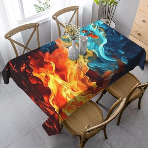 PPTHSNVB Rechteckige Tischdecke, auslaufsicher, knitterfrei, dekorativer Stoff, Bauernhaus-Tischdecken, Feuer- und Wassermuster, wasserdicht, Esstischabdeckungen für Bankett, 89 x 140 cm PPTHSNVB Rechteckige Tischdecke, auslaufsicher, knitterfrei, dekorativer Stoff, Bauernhaus-Tischdecken, Feuer- und Wassermuster, wasserdicht, Esstischabdeckungen für Bankett, 89 x 140 cm von PPTHSNVB