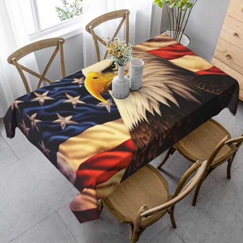 PPTHSNVB Rechteckige Tischdecke, auslaufsicher, knitterfrei, dekorativer Stoff, Bauernhaus-Tischdecken, Flagge und Adler, wasserdicht, Esstischabdeckungen für Bankett, 89 x 140 cm PPTHSNVB Rechteckige Tischdecke, auslaufsicher, knitterfrei, dekorativer Stoff, Bauernhaus-Tischdecken, Flagge und Adler, wasserdicht, Esstischabdeckungen für Bankett, 89 x 140 cm von PPTHSNVB