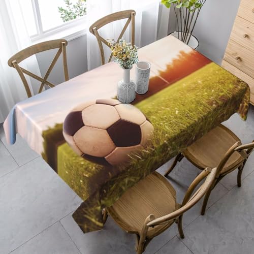 PPTHSNVB Rechteckige Tischdecke, auslaufsicher, knitterfrei, dekorativer Stoff, Bauernhaus-Tischdecken, Fußball auf einem Feld, wasserdicht, Esstischabdeckungen für Bankett, 89 x 140 cm PPTHSNVB Rechteckige Tischdecke, auslaufsicher, knitterfrei, dekorativer Stoff, Bauernhaus-Tischdecken, Fußball auf einem Feld, wasserdicht, Esstischabdeckungen für Bankett, 89 x 140 cm von PPTHSNVB