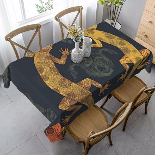 PPTHSNVB Rechteckige Tischdecke, auslaufsicher, knitterfrei, dekorativer Stoff, Bauernhaus-Tischdecken, Gecko-Eidechsen, wasserdicht, Esstischabdeckungen für Bankett, 89 x 140 cm von PPTHSNVB
