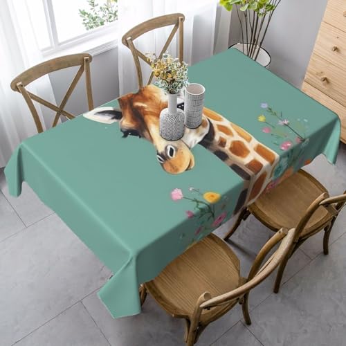PPTHSNVB Rechteckige Tischdecke, auslaufsicher, knitterfrei, dekorativer Stoff, Bauernhaus-Tischdecken, Giraffe mit Blumen, wasserdicht, Esstischabdeckungen für Bankett, 89 x 140 cm PPTHSNVB Rechteckige Tischdecke, auslaufsicher, knitterfrei, dekorativer Stoff, Bauernhaus-Tischdecken, Giraffe mit Blumen, wasserdicht, Esstischabdeckungen für Bankett, 89 x 140 cm von PPTHSNVB