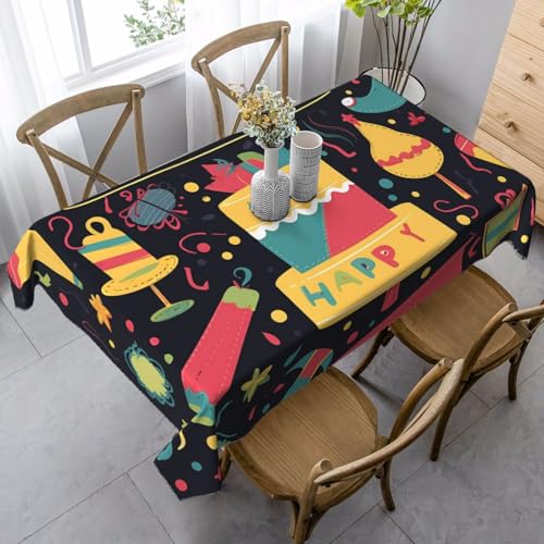 PPTHSNVB Rechteckige Tischdecke, auslaufsicher, knitterfrei, dekorativer Stoff, Bauernhaus-Tischdecken, Happy Birthday-Bilder, wasserdichte Esstischabdeckungen für Bankett, 89 x 140 cm PPTHSNVB Rechteckige Tischdecke, auslaufsicher, knitterfrei, dekorativer Stoff, Bauernhaus-Tischdecken, Happy Birthday-Bilder, wasserdichte Esstischabdeckungen für Bankett, 89 x 140 cm von PPTHSNVB