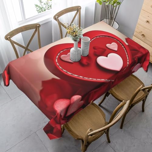 PPTHSNVB Rechteckige Tischdecke, auslaufsicher, knitterfrei, dekorativer Stoff, Bauernhaus-Tischdecken, Happy Valentine's Day, wasserdicht, Esstischdecken für Bankett, 89 x 140 cm PPTHSNVB Rechteckige Tischdecke, auslaufsicher, knitterfrei, dekorativer Stoff, Bauernhaus-Tischdecken, Happy Valentine's Day, wasserdicht, Esstischdecken für Bankett, 89 x 140 cm von PPTHSNVB