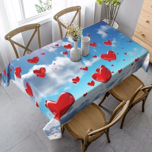 PPTHSNVB Rechteckige Tischdecke, auslaufsicher, knitterfrei, dekorativer Stoff, Bauernhaus-Tischdecken, Herzen im Himmel, wasserdicht, Esstischabdeckungen für Bankett, 89 x 140 cm PPTHSNVB Rechteckige Tischdecke, auslaufsicher, knitterfrei, dekorativer Stoff, Bauernhaus-Tischdecken, Herzen im Himmel, wasserdicht, Esstischabdeckungen für Bankett, 89 x 140 cm von PPTHSNVB