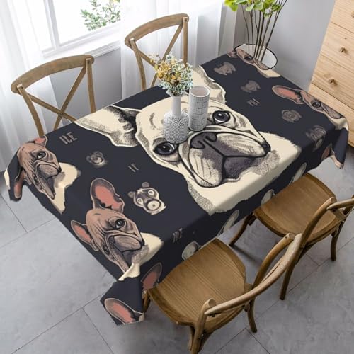 PPTHSNVB Rechteckige Tischdecke, auslaufsicher, knitterfrei, dekorativer Stoff, Bauernhaus-Tischdecken, "I Love French Bulldogge", wasserdicht, Esstischabdeckung für Bankett, 89 x 140 cm PPTHSNVB Rechteckige Tischdecke, auslaufsicher, knitterfrei, dekorativer Stoff, Bauernhaus-Tischdecken, "I Love French Bulldogge", wasserdicht, Esstischabdeckung für Bankett, 89 x 140 cm von PPTHSNVB