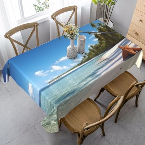 PPTHSNVB Rechteckige Tischdecke, auslaufsicher, knitterfrei, dekorativer Stoff, Bauernhaus-Tischdecken, Kokospalme, Strand, wasserdicht, Esstischabdeckungen für Bankett, 89 x 140 cm PPTHSNVB Rechteckige Tischdecke, auslaufsicher, knitterfrei, dekorativer Stoff, Bauernhaus-Tischdecken, Kokospalme, Strand, wasserdicht, Esstischabdeckungen für Bankett, 89 x 140 cm von PPTHSNVB