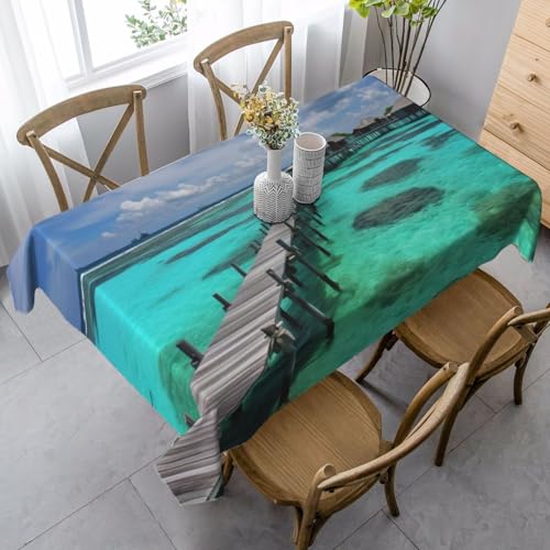 PPTHSNVB Rechteckige Tischdecke, auslaufsicher, knitterfrei, dekorativer Stoff, Bauernhaus-Tischdecken, Malediven, wasserdicht, Esstischabdeckungen für Bankett, 89 x 140 cm PPTHSNVB Rechteckige Tischdecke, auslaufsicher, knitterfrei, dekorativer Stoff, Bauernhaus-Tischdecken, Malediven, wasserdicht, Esstischabdeckungen für Bankett, 89 x 140 cm von PPTHSNVB