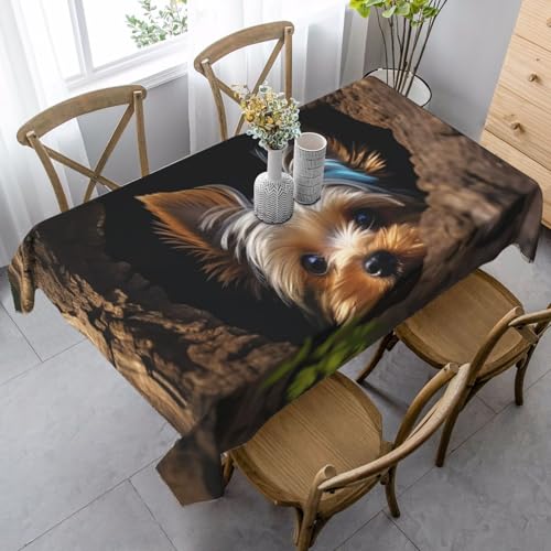 PPTHSNVB Rechteckige Tischdecke, auslaufsicher, knitterfrei, dekorativer Stoff, Bauernhaus-Tischdecken, Motiv: A Little Yorkshire Terrier, wasserdicht, Esstischabdeckungen für Bankett, 89 x 140 cm PPTHSNVB Rechteckige Tischdecke, auslaufsicher, knitterfrei, dekorativer Stoff, Bauernhaus-Tischdecken, Motiv: A Little Yorkshire Terrier, wasserdicht, Esstischabdeckungen für Bankett, 89 x 140 cm von PPTHSNVB