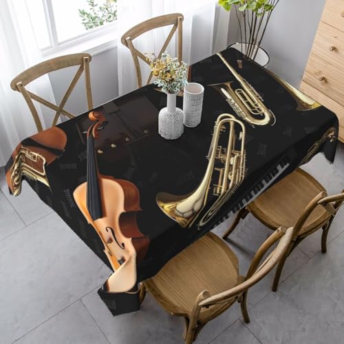 PPTHSNVB Rechteckige Tischdecke, auslaufsicher, knitterfrei, dekorativer Stoff, Bauernhaus-Tischdecken, Musikinstrumente, wasserdicht, Esstischabdeckungen für Bankett, 89 x 140 cm PPTHSNVB Rechteckige Tischdecke, auslaufsicher, knitterfrei, dekorativer Stoff, Bauernhaus-Tischdecken, Musikinstrumente, wasserdicht, Esstischabdeckungen für Bankett, 89 x 140 cm von PPTHSNVB