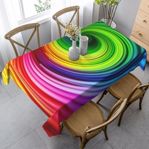 PPTHSNVB Rechteckige Tischdecke, auslaufsicher, knitterfrei, dekorativer Stoff, Bauernhaus-Tischdecken, Regenbogen-Spirale, wasserdicht, Esstischabdeckung für Bankett, 89 x 140 cm PPTHSNVB Rechteckige Tischdecke, auslaufsicher, knitterfrei, dekorativer Stoff, Bauernhaus-Tischdecken, Regenbogen-Spirale, wasserdicht, Esstischabdeckung für Bankett, 89 x 140 cm von PPTHSNVB