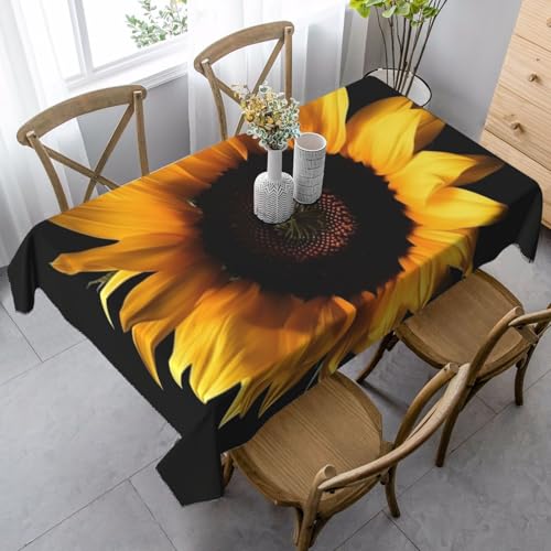 PPTHSNVB Rechteckige Tischdecke, auslaufsicher, knitterfrei, dekorativer Stoff, Bauernhaus-Tischdecken, Sonnenblume auf schwarzem Hintergrund, wasserdicht, Esstischabdeckungen für Bankett, 89 x 140 cm PPTHSNVB Rechteckige Tischdecke, auslaufsicher, knitterfrei, dekorativer Stoff, Bauernhaus-Tischdecken, Sonnenblume auf schwarzem Hintergrund, wasserdicht, Esstischabdeckungen für Bankett, 89 x 140 cm von PPTHSNVB